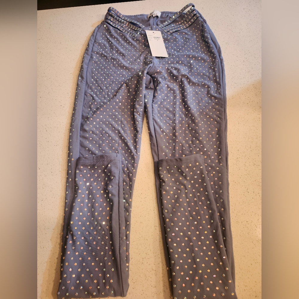 NWT Hot & Delicious rainstones leggings in blue gray Size S